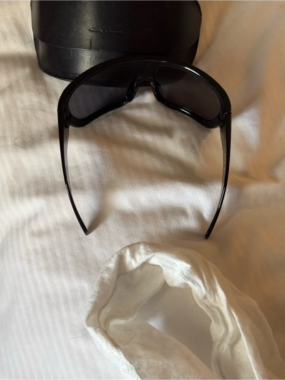 Rick Owens Davis Shield Sunglasses in Glossy Black